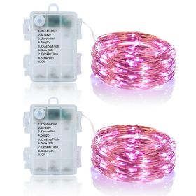 2Pcs LED String Lights 100LED Beads 32.8FT Copper Fairy Lights IP65 Waterproof Battery Operated Flash Lights with Remote Control For Wedding Party Jar (Option: 1e)