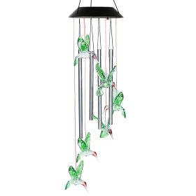 Solar Wind Chime Lights Hummingbird Decorative Lamp 7 Color Changing IP55 Waterproof Hanging String Lights For Home Garden Party Festival (Option: ummingeird)