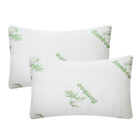 2Pcs Bamboo Memory Foam Pillow Hypoallergenic Bed Pillow For Head Neck Rest Sleeping Shredded Pillow Washable Cover Queen Size Pillow (Option: ee Q(F)