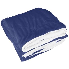 Fleece Throw Blanket Warm Soft Flannel Bed Cover Cuddly Cozy Sofa Travel Car Blanket w/ Queen King Throw Size Optional (Option: t(queen_navyclue)