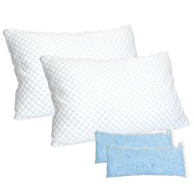 2 Pack Shredded Memory Foam Pillows Adjustable Cool Pillows with Extra Filling Machine Washable Cover for Side Back Stomach Sleepers (Option: 0c)