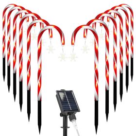 Solar Christmas Candy Cane Lights with 12 Candies 72LEDs Outdoor Christmas Decorations IP44 Waterproof Flickering Pathway Markers String Lights with 8 (Option: nowflake nowfltd)