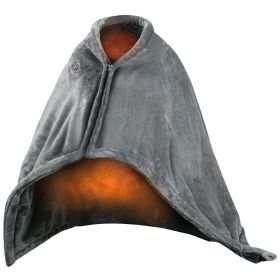 USB Heated Blanket Electric Heated Blanket Heated Poncho Shawl Wrap Throw with Zipper Washable for Home Office 59*31in (Option: t_gpenke)