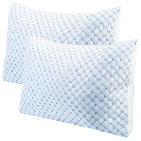 Cooling Memory Foam Pillow Ventilated Soft Bed Pillow w/ Cooling Gel Infused Memory Foam Heat Moisture Reducing Cooling Fiber Breathable Machine Washa (Option: 2 pc)