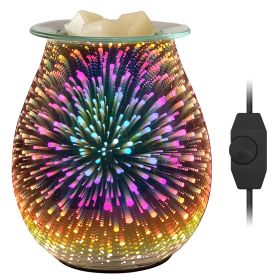 3D Fireworks Glass Wax Warmer Electric Wax Burner For Heating Fragrant Candle Aroma Decorative Night Lamp (Option: rework_UK reworkGW)