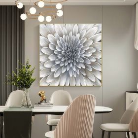 Handmade Oil Painting Original Abstract Flower oil Painting on Canvas Silver Texture Acrylic Painting Modern Floral Art Bedroom Home Decor Wall A (style: 01, size: 60x60cm)